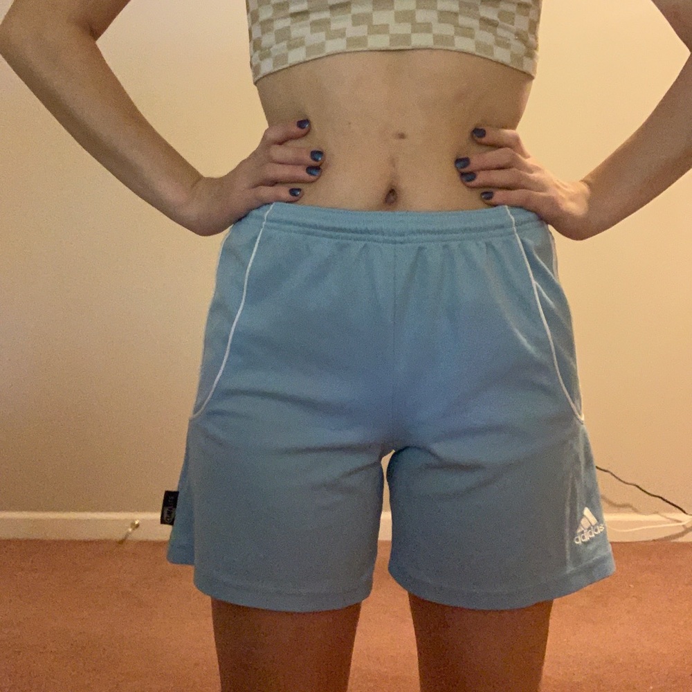 Adidas thrifted soccer shorts with adjustable waist